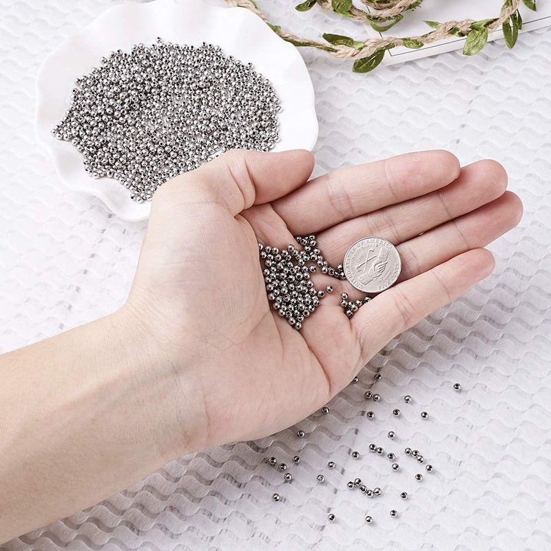 Mega Pet MegaPet 1000pcs 3mm Metal Spacer Beads 304 Stainless Steel Smooth Round Rondelle Loose Beads for DIY Bracelet Necklace Jewelry Making Crafting with 1mm Hole - Image 3